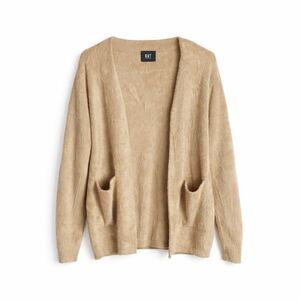 KUT From The Kloth Tan Fuzzy Open Cardigan Cozy Pocket Sweater Women M